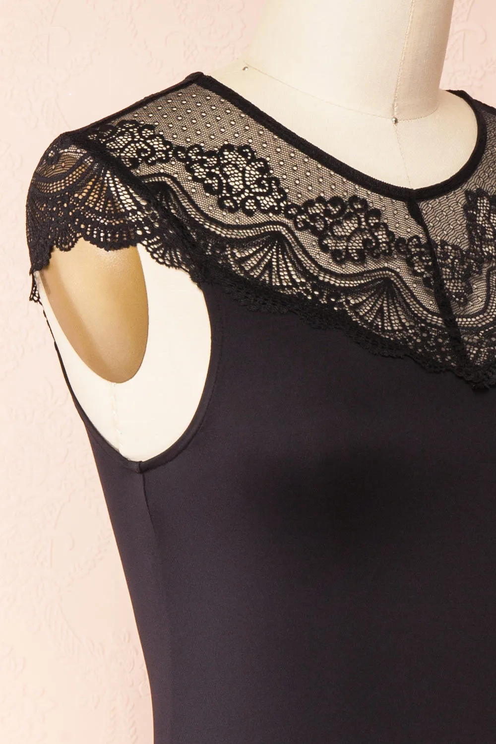 Gracida | Black Bodysuit w/ Lace Neckline sold by Boutique 1861 product image thumbnail 4