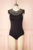 Gracida | Black Bodysuit w/ Lace Neckline sold by Boutique 1861