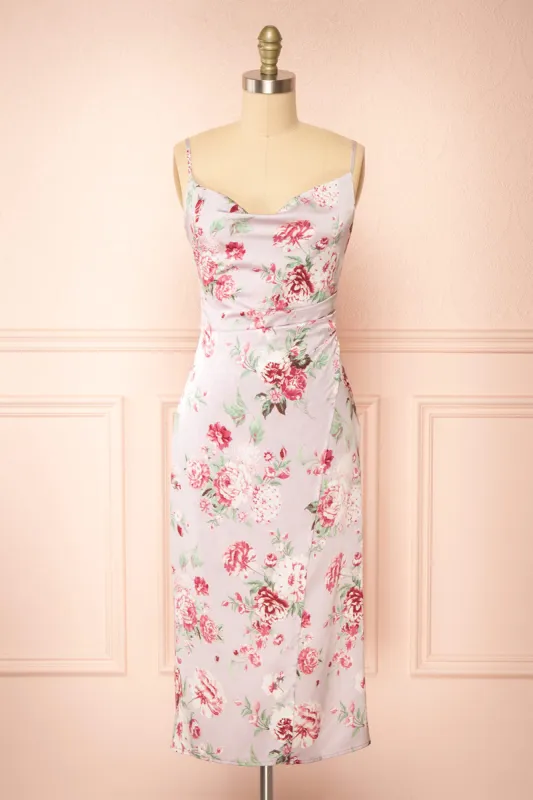 Mauvali | Cowl Neck Floral Midi Dress sold by Boutique 1861