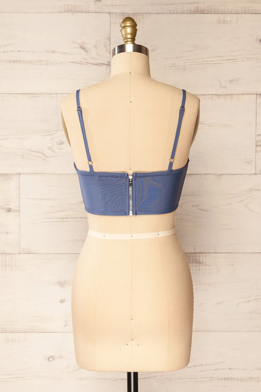 Hyeres Blue | Cropped Corset Top w/ Back Zipper sold by Boutique 1861 product image thumbnail 5