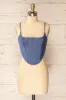 Hyeres Blue | Cropped Corset Top w/ Back Zipper sold by Boutique 1861