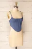 Hyeres Blue | Cropped Corset Top w/ Back Zipper sold by Boutique 1861