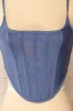 Hyeres Blue | Cropped Corset Top w/ Back Zipper sold by Boutique 1861