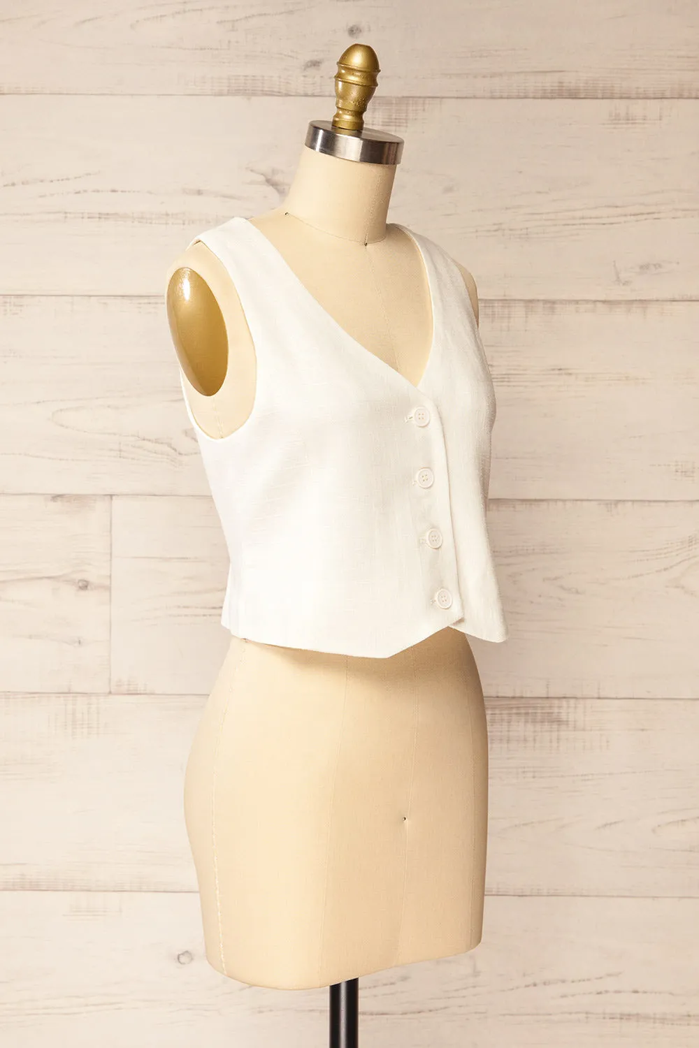 Darien | Sleeveless Linen Ivory Vest sold by Boutique 1861 product image thumbnail 4
