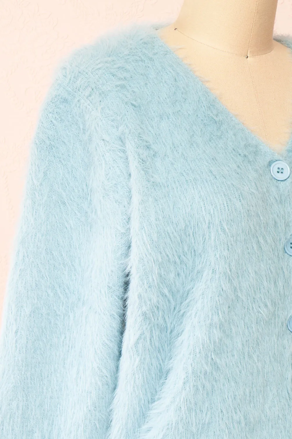 Serianna | Fuzzy Button-Up Blue Cardigan sold by Boutique 1861 product image thumbnail 4