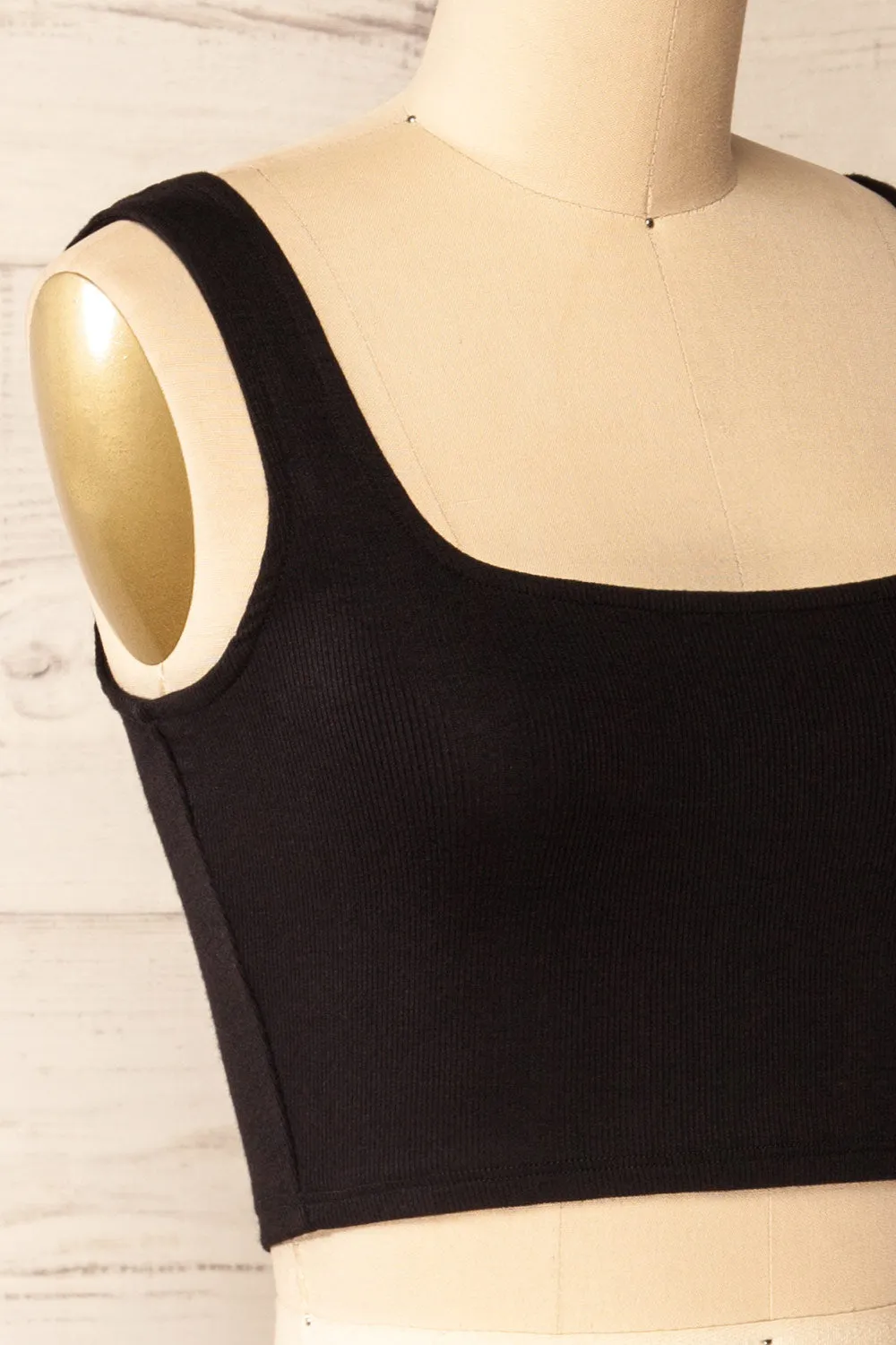 Seoul Black | Cropped Ribbed Cami Top sold by Boutique 1861 product image thumbnail 4