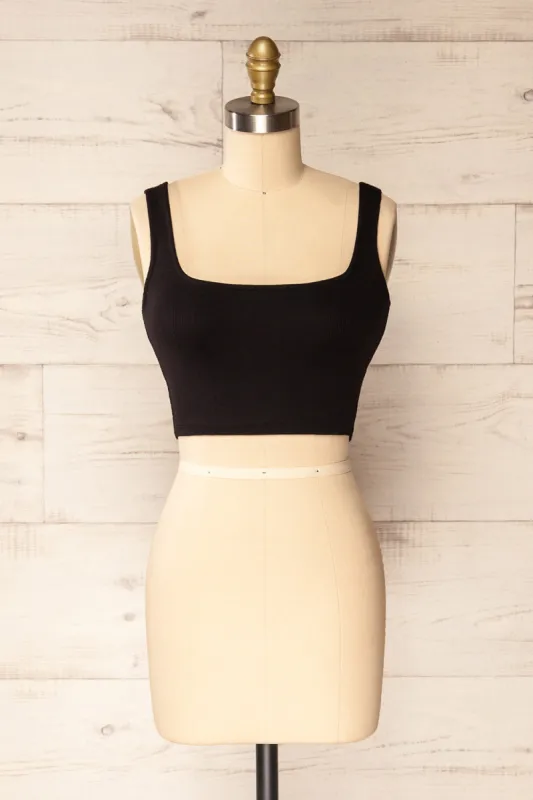 Seoul Black | Cropped Ribbed Cami Top sold by Boutique 1861