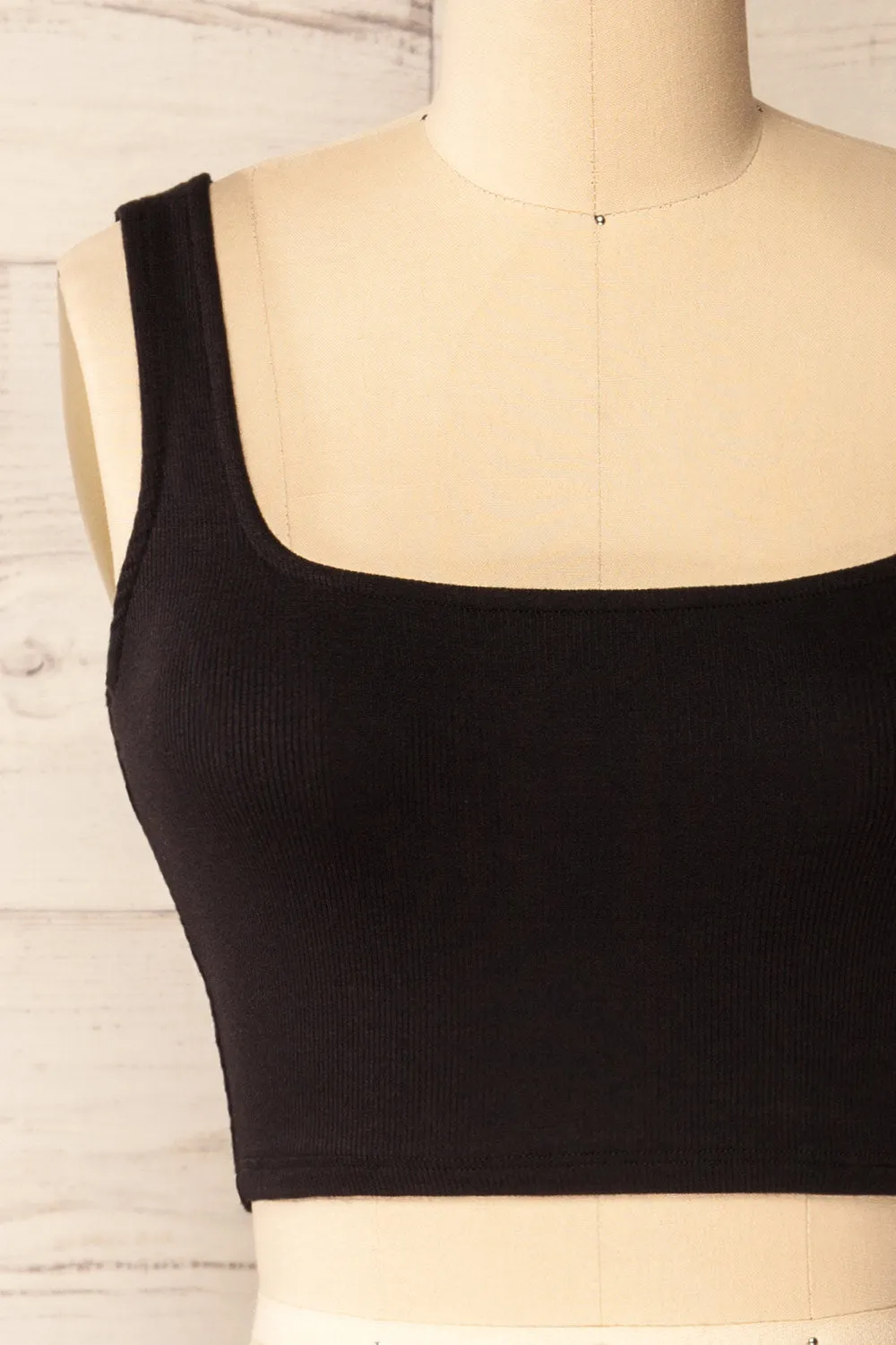 Seoul Black | Cropped Ribbed Cami Top sold by Boutique 1861 product image thumbnail 2