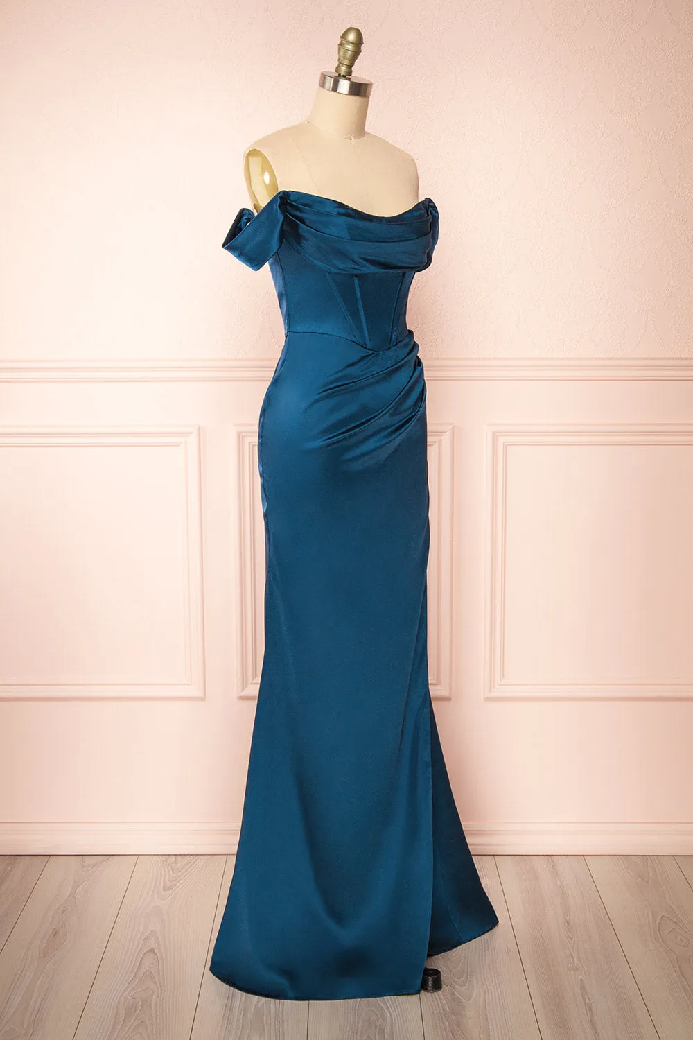 Evolet Navy | Off-Shoulder Corset Maxi Dress sold by Boutique 1861 product image thumbnail 5