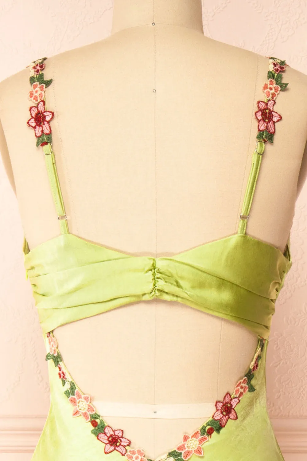 Envya Green | Satin Maxi Dress w/ Floral Embroidery sold by Boutique 1861 product image thumbnail 2