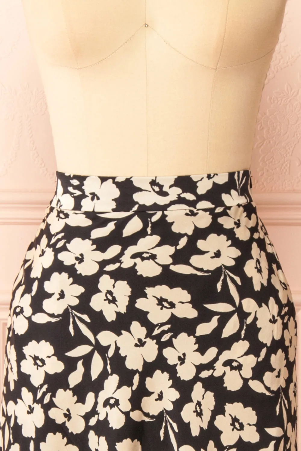 Kelly Black | Floral Satin Midi Skirt w/ Pockets sold by Boutique 1861 product image thumbnail 3