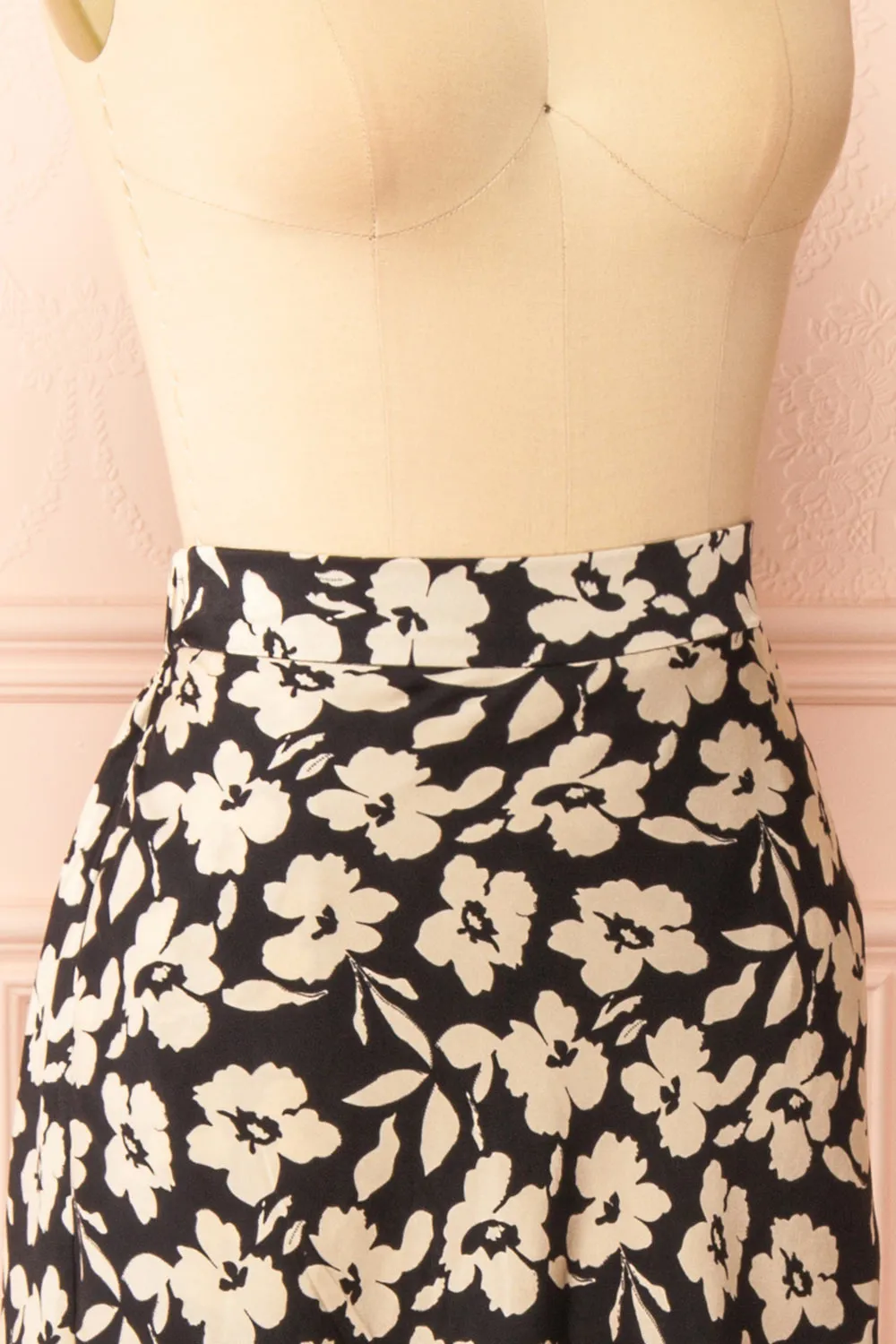 Kelly Black | Floral Satin Midi Skirt w/ Pockets sold by Boutique 1861 product image thumbnail 5