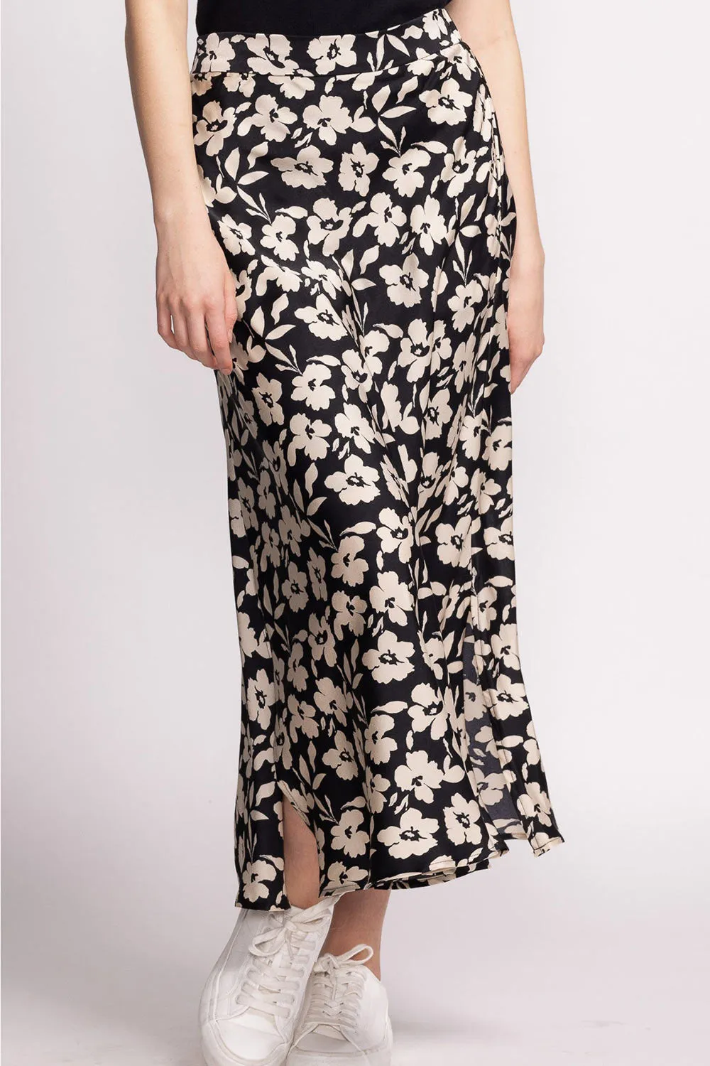 Kelly Black | Floral Satin Midi Skirt w/ Pockets sold by Boutique 1861 product image thumbnail 2