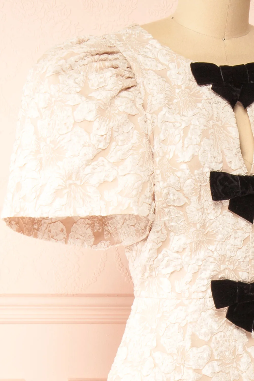 Viviana | Textured Floral Midi Dress w/ Bows sold by Boutique 1861 product image thumbnail 5