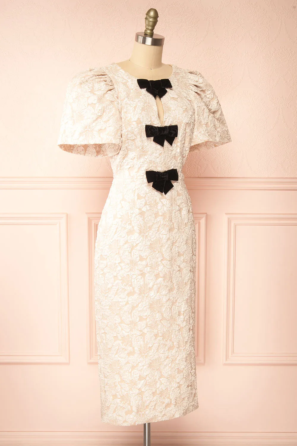 Viviana | Textured Floral Midi Dress w/ Bows sold by Boutique 1861 product image thumbnail 4