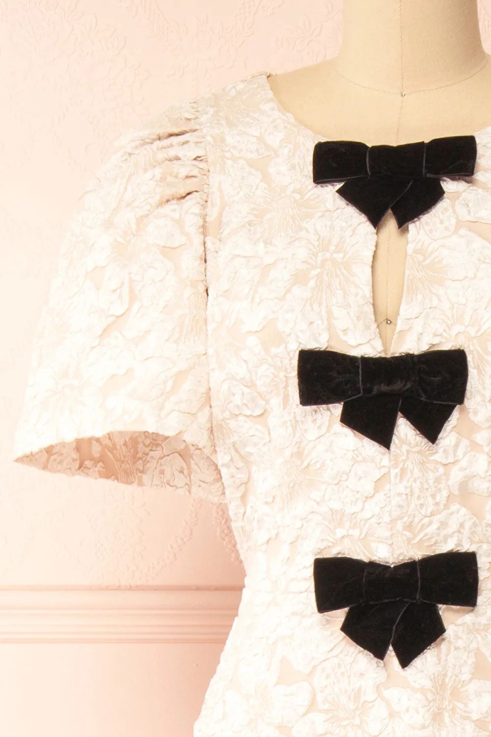 Viviana | Textured Floral Midi Dress w/ Bows sold by Boutique 1861 product image thumbnail 3