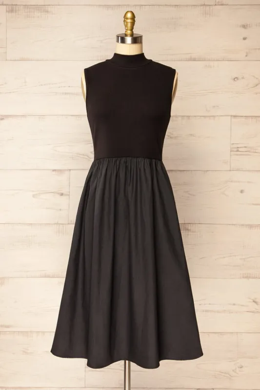 Frell Black | Midi Dress w/ Mock Neck sold by Boutique 1861
