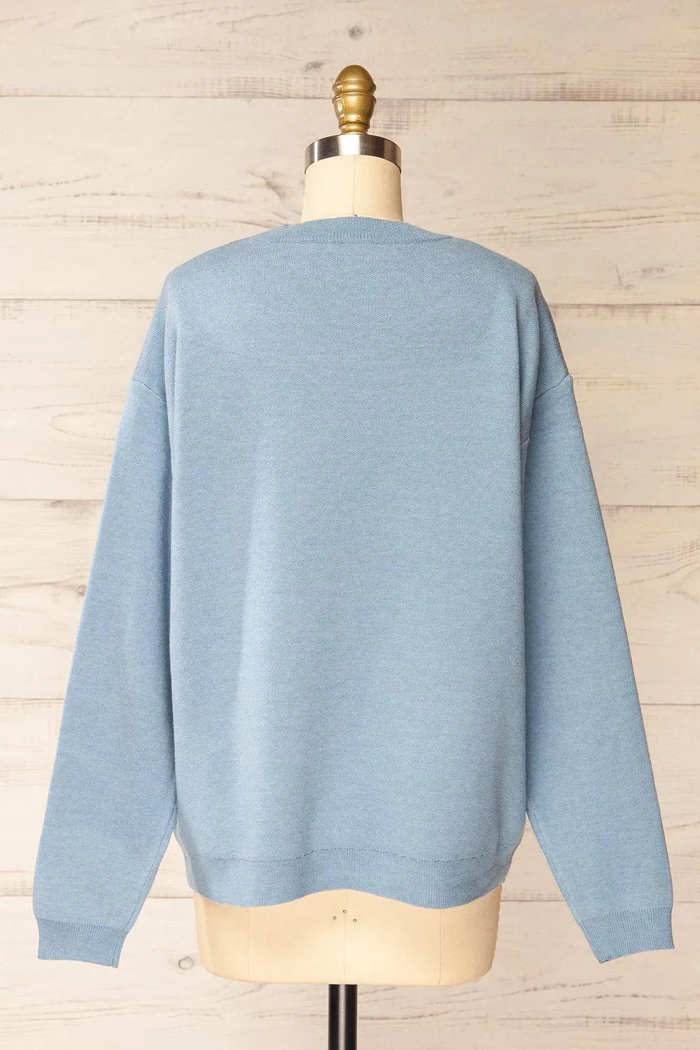 Rambouillet | Blue Knit Crewneck w/ Flower Detail sold by Boutique 1861 product image thumbnail 5