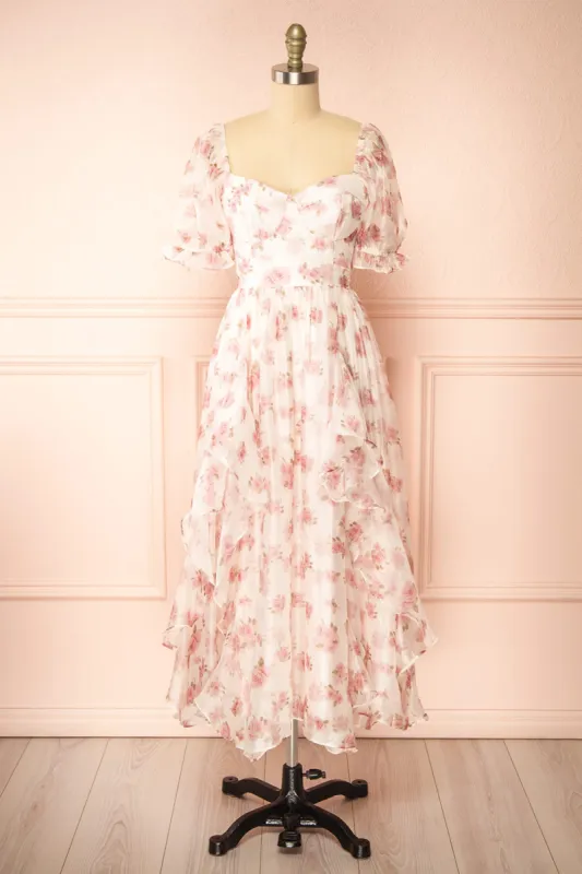 Guerissa | Long Floral Dress w/ Ruffles sold by Boutique 1861