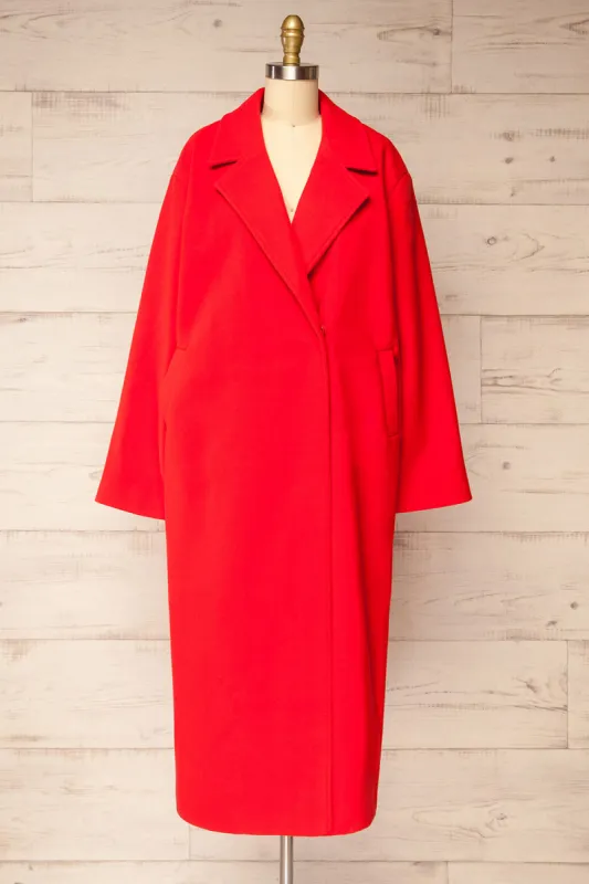Broadway | Red Oversized Trench Coat sold by Boutique 1861