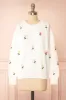 Jardynia | Ivory Sweater w/ Knitted Flowers sold by Boutique 1861