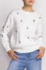 Jardynia | Ivory Sweater w/ Knitted Flowers sold by Boutique 1861