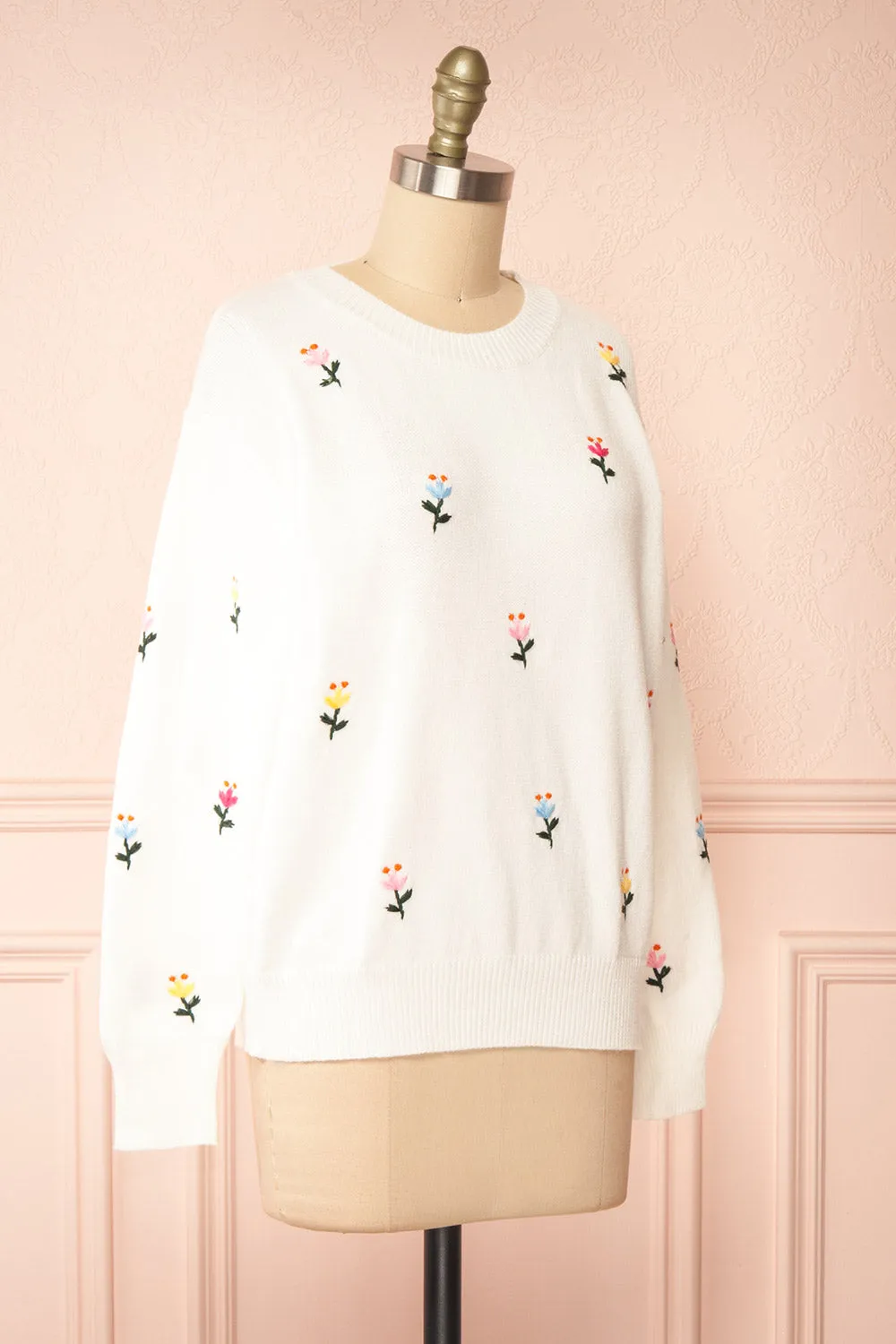 Jardynia | Ivory Sweater w/ Knitted Flowers sold by Boutique 1861 product image thumbnail 4