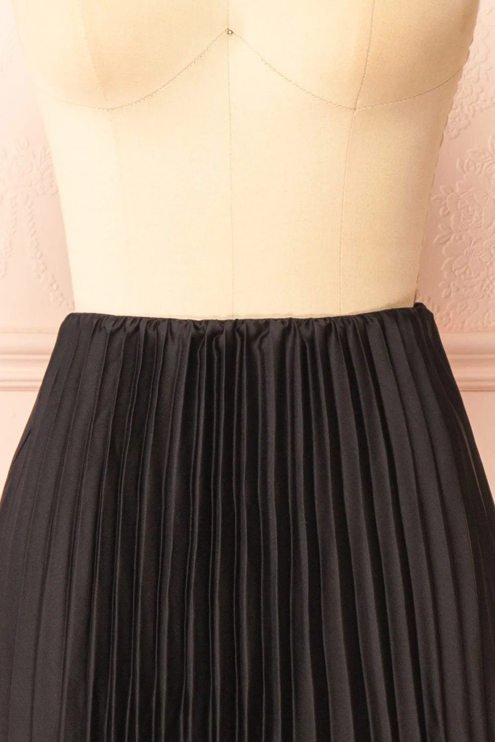 Mirys Black | Pleated Satin Midi Skirt sold by Boutique 1861 product image thumbnail 2