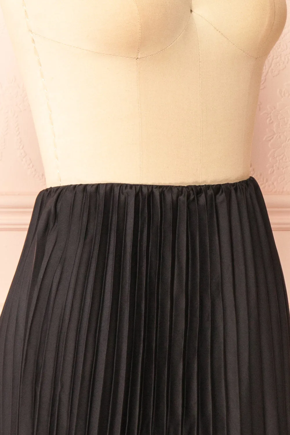 Mirys Black | Pleated Satin Midi Skirt sold by Boutique 1861 product image thumbnail 4