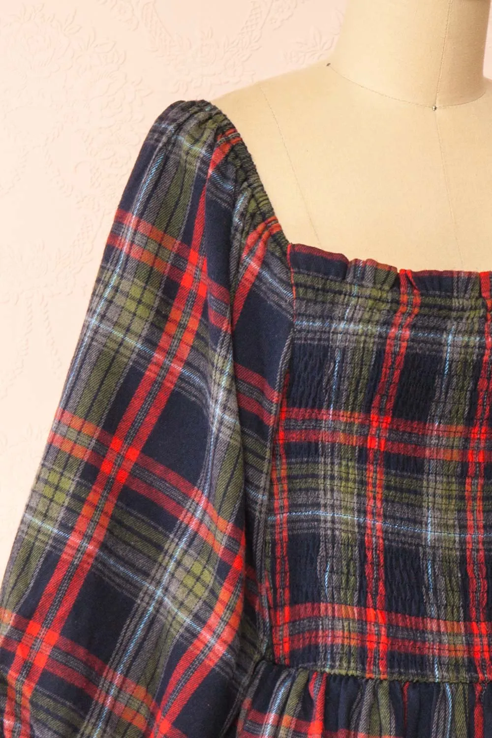 Arellia Navy | Plaid Flannel Midi Dress sold by Boutique 1861 product image thumbnail 4