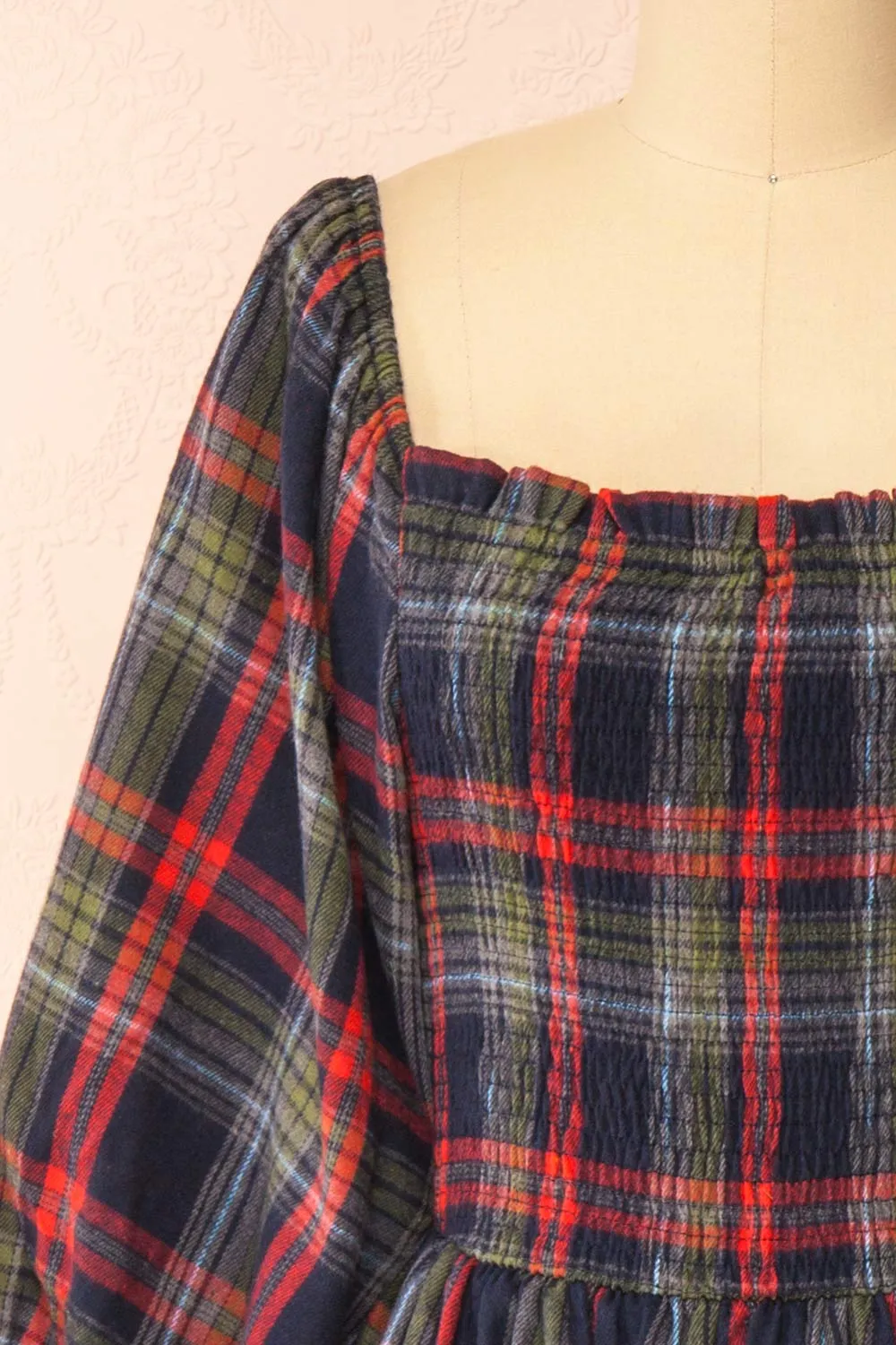 Arellia Navy | Plaid Flannel Midi Dress sold by Boutique 1861 product image thumbnail 2