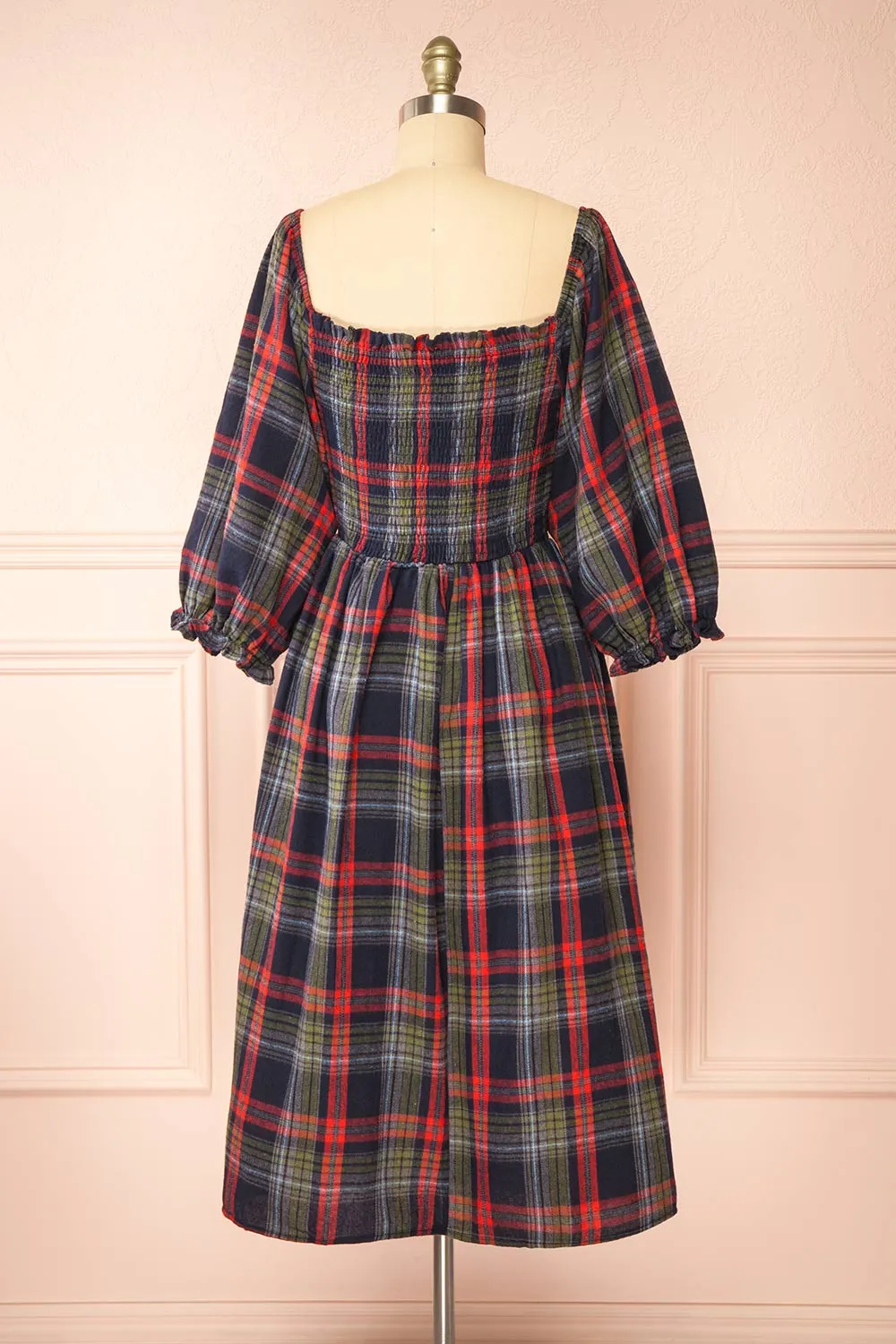 Arellia Navy | Plaid Flannel Midi Dress sold by Boutique 1861 product image thumbnail 5