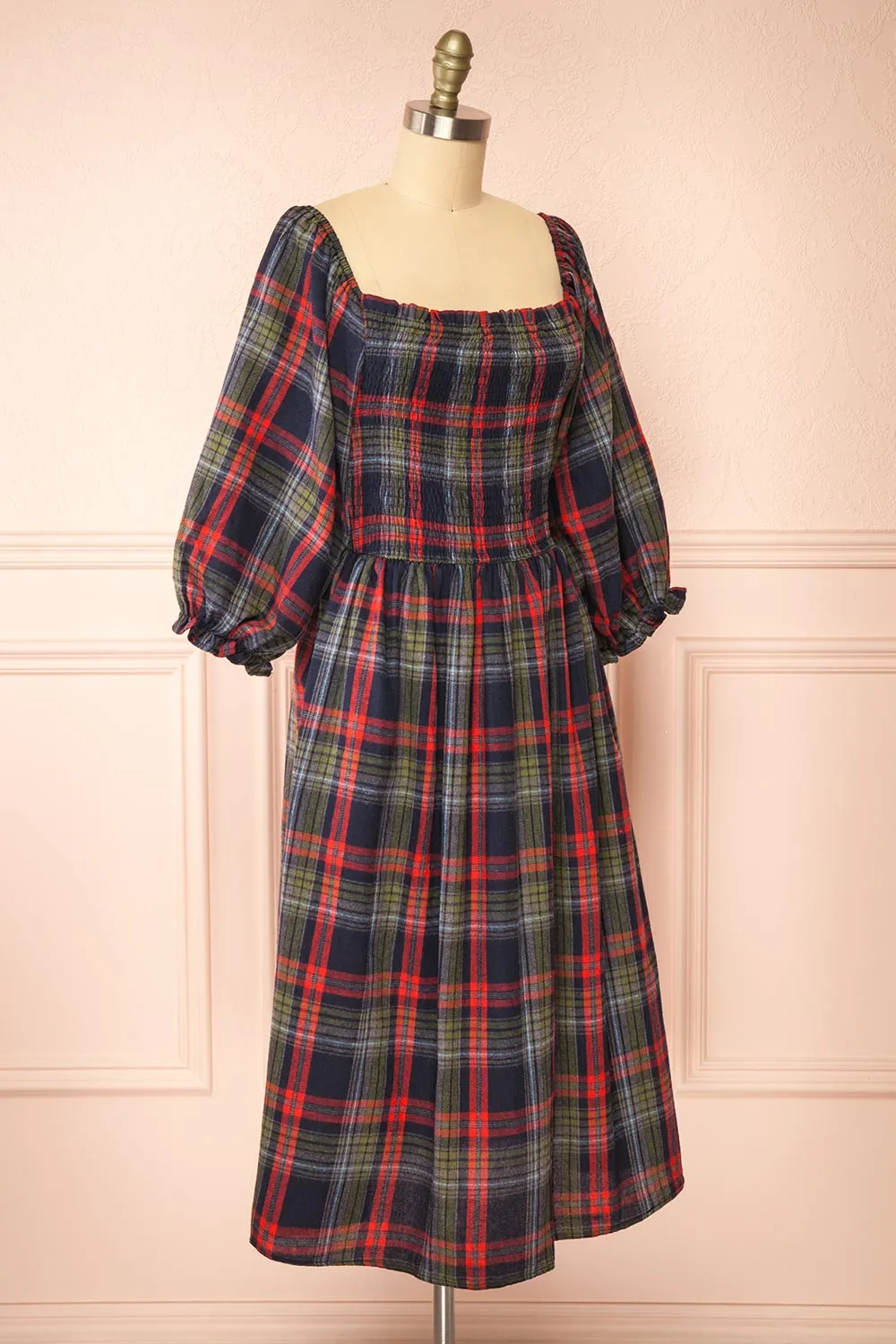 Arellia Navy | Plaid Flannel Midi Dress sold by Boutique 1861 product image thumbnail 3