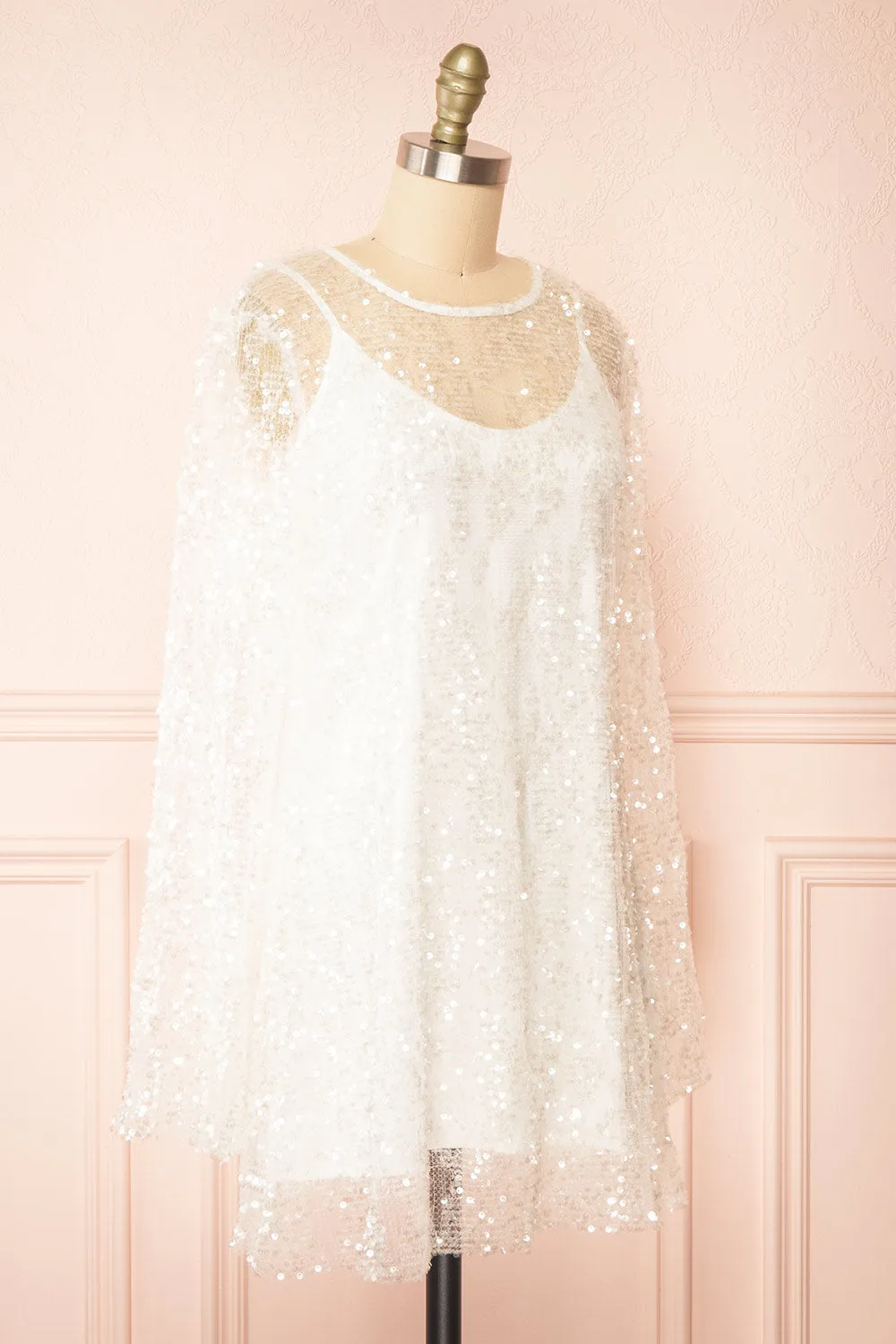 Asael Ivory | Short Long-Sleeved Sequin Dress sold by Boutique 1861 product image thumbnail 3