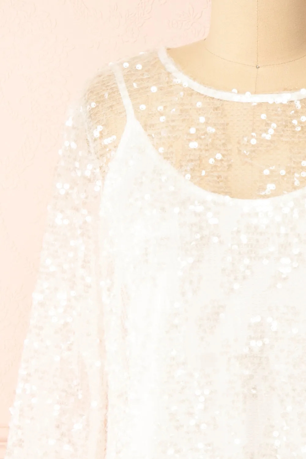 Asael Ivory | Short Long-Sleeved Sequin Dress sold by Boutique 1861 product image thumbnail 2