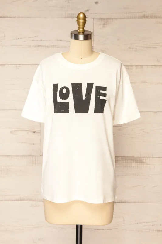 Serval | White "Love" T-Shirt sold by Boutique 1861