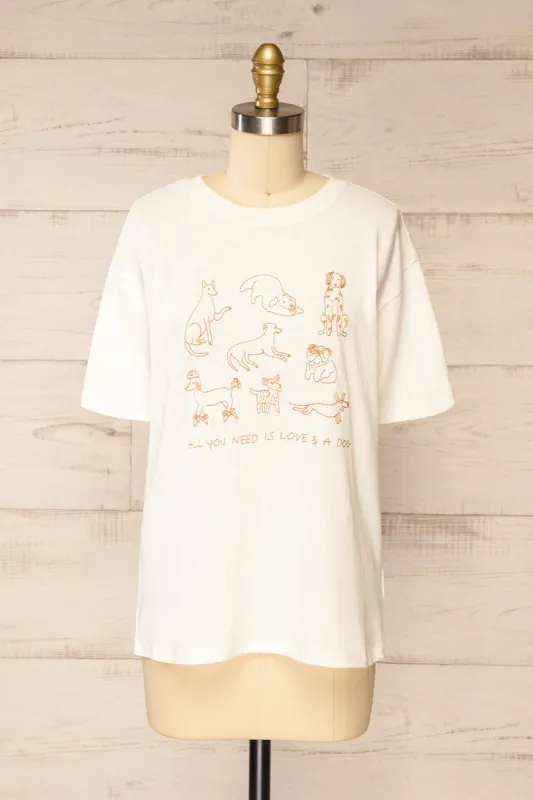 Petoskey | White T-Shirt w/ Dog Design sold by Boutique 1861