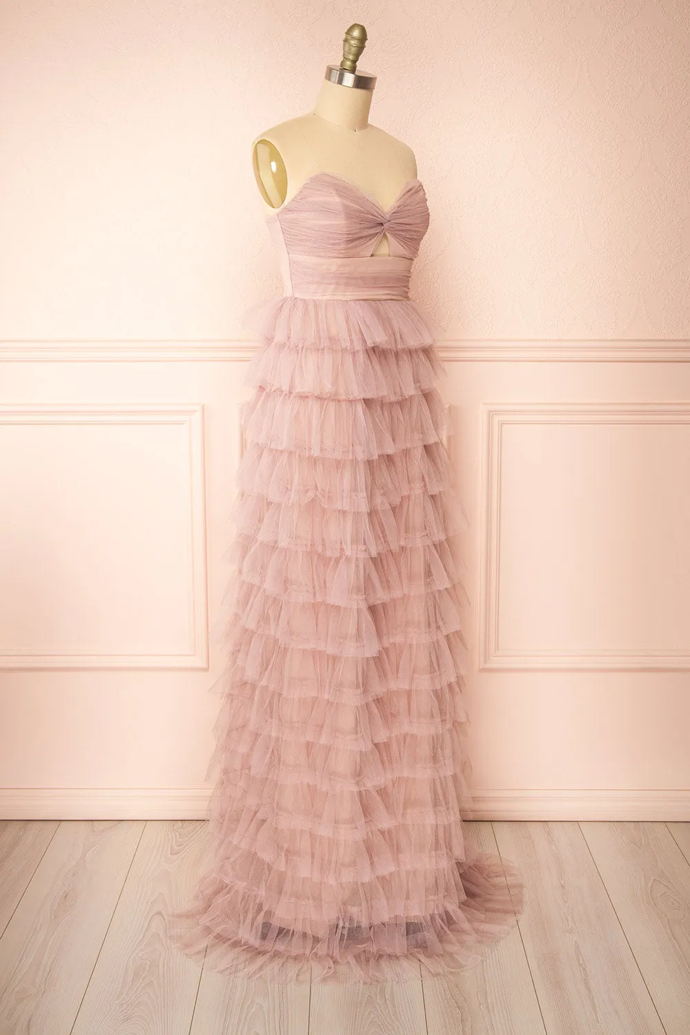 Qila Mauve | Strapless Tulle Ruffled Dress sold by Boutique 1861 product image thumbnail 3