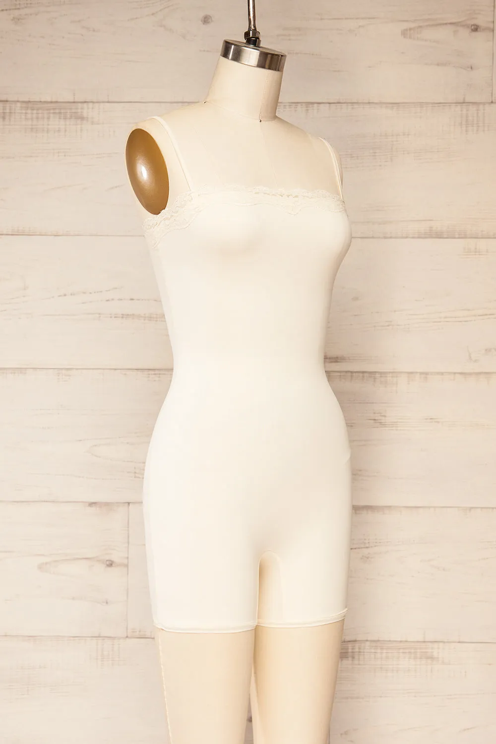 Metzi | Stretchy Ivory Lounging Romper sold by Boutique 1861 product image thumbnail 3