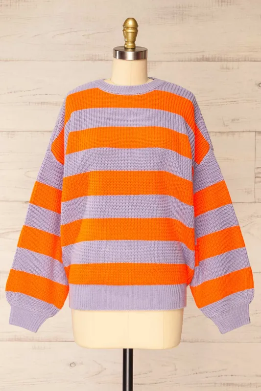 Zario Orange | Stripped Oversized Knit Sweater sold by Boutique 1861