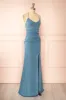 Samira Blue Grey | Sparkly Mermaid Maxi Dress w/ Slit sold by Boutique 1861