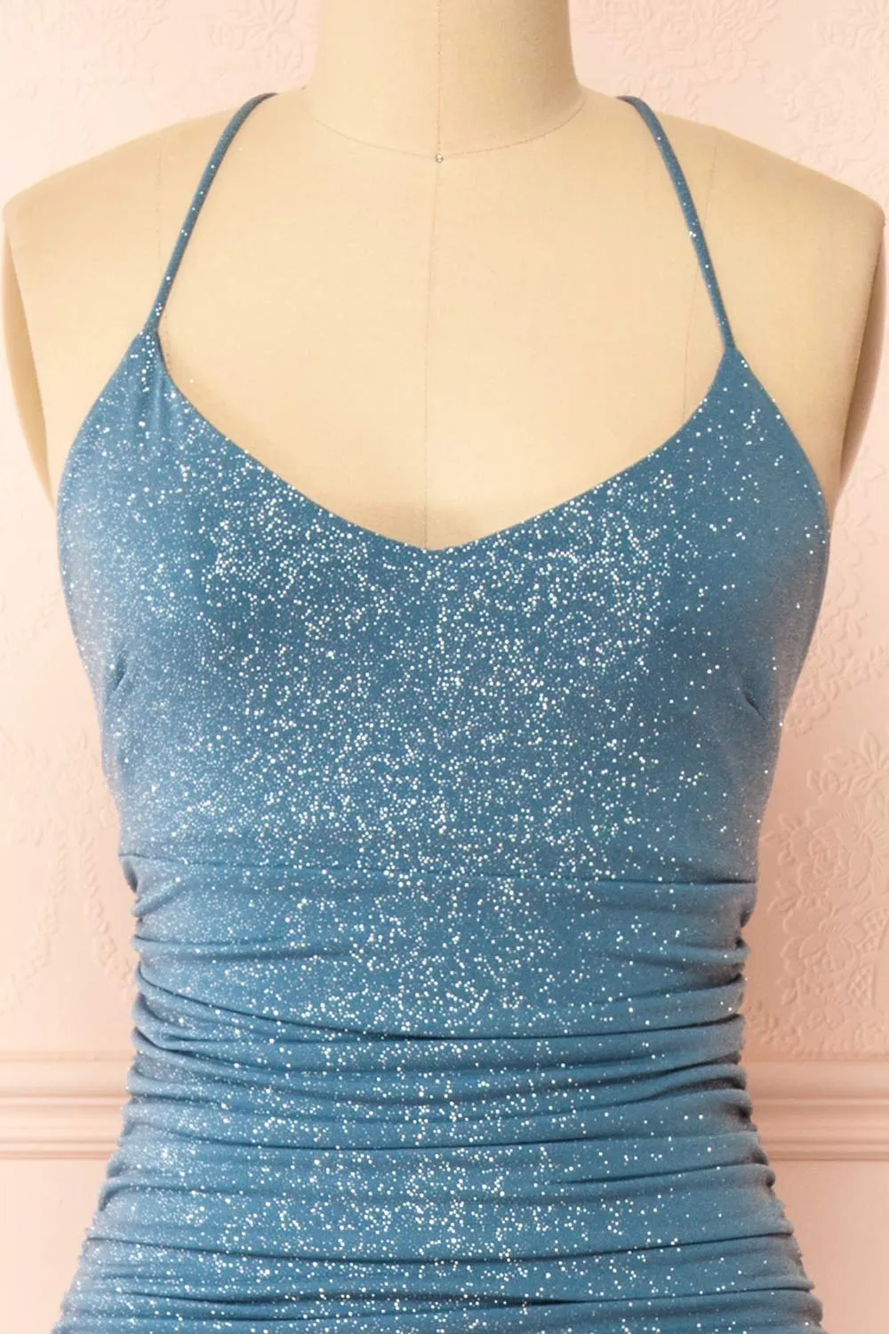 Samira Blue Grey | Sparkly Mermaid Maxi Dress with Slit sold by Boutique 1861 product image thumbnail 4