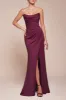 Ailsa Burgundy | Strapless Gown with High Slit sold by Boutique 1861