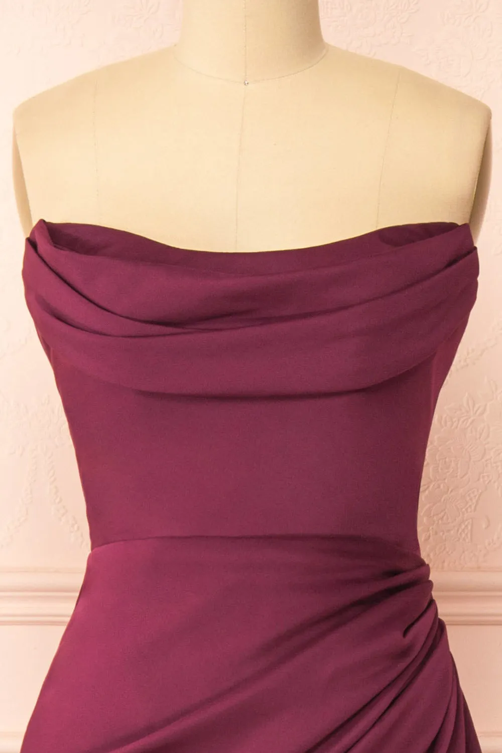 Ailsa Burgundy | Strapless Gown with High Slit sold by Boutique 1861 product image thumbnail 4