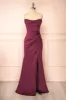 Ailsa Burgundy | Strapless Gown with High Slit sold by Boutique 1861