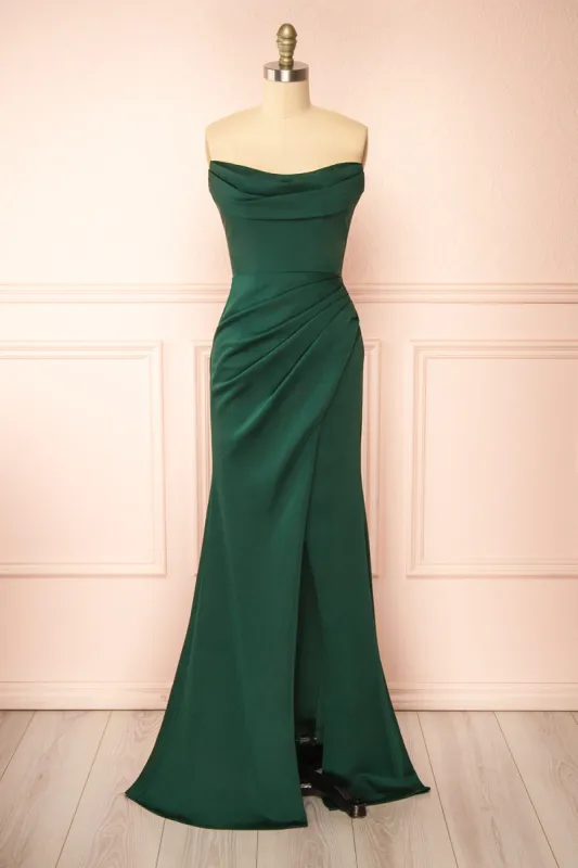 Ailsa Green | Strapless Gown w/ High Slit sold by Boutique 1861