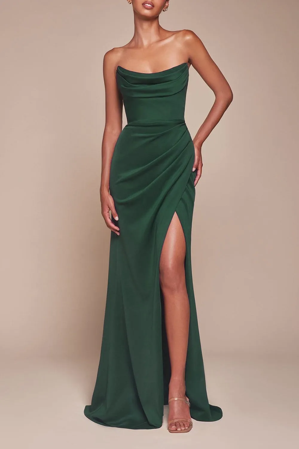 Ailsa Green | Strapless Gown w/ High Slit sold by Boutique 1861 product image thumbnail 2