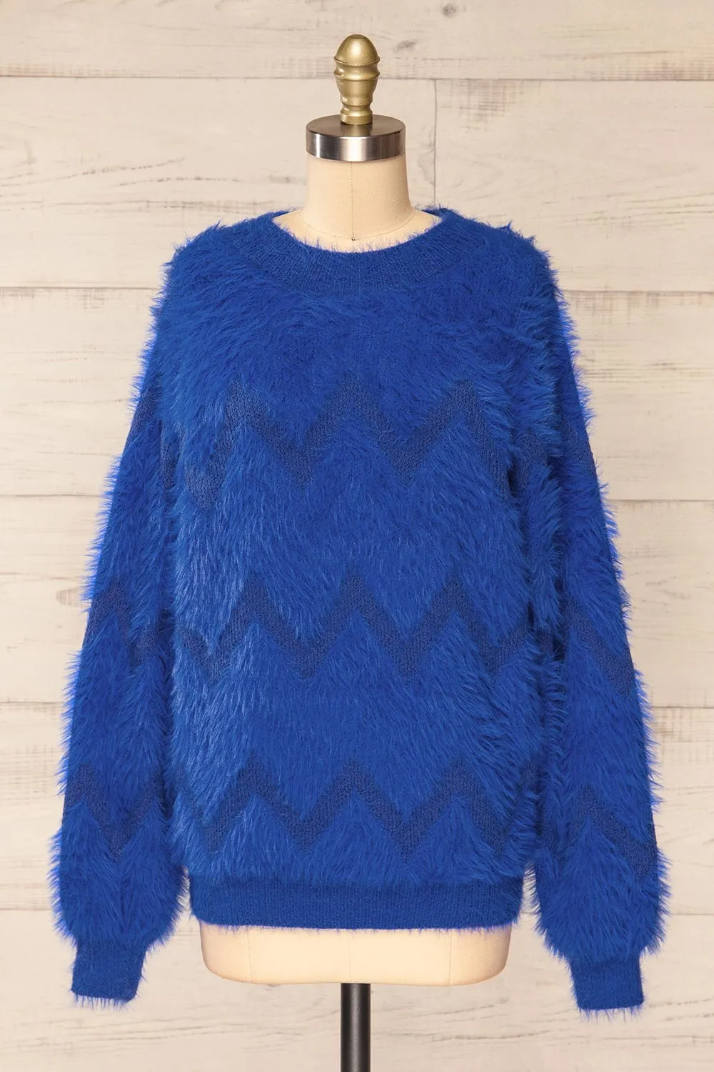 Urtu Blue | Fuzzy Herringbone Sweater sold by Boutique 1861