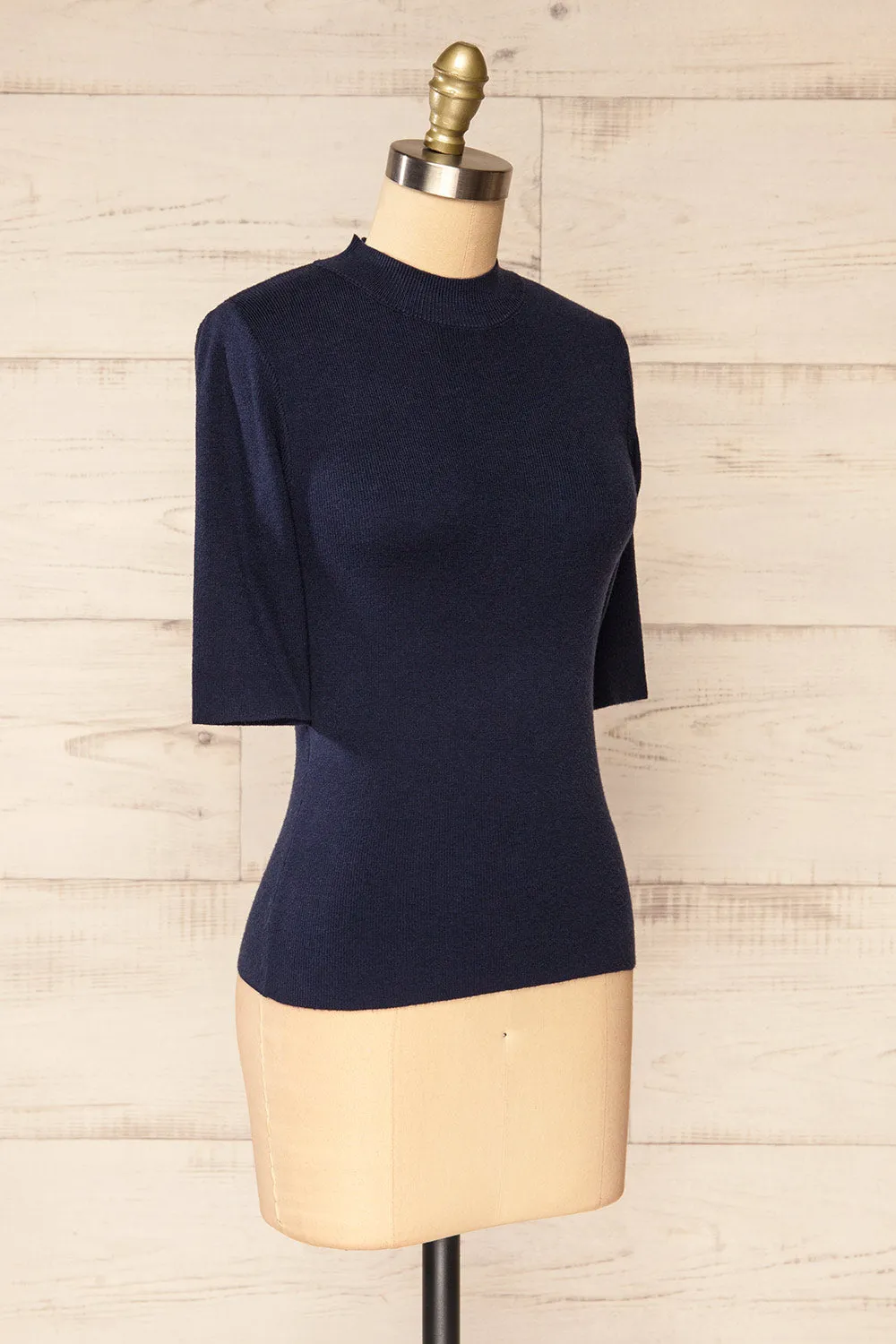 Palermo Navy | Short Sleeve Mock Neck Top sold by Boutique 1861 product image thumbnail 4