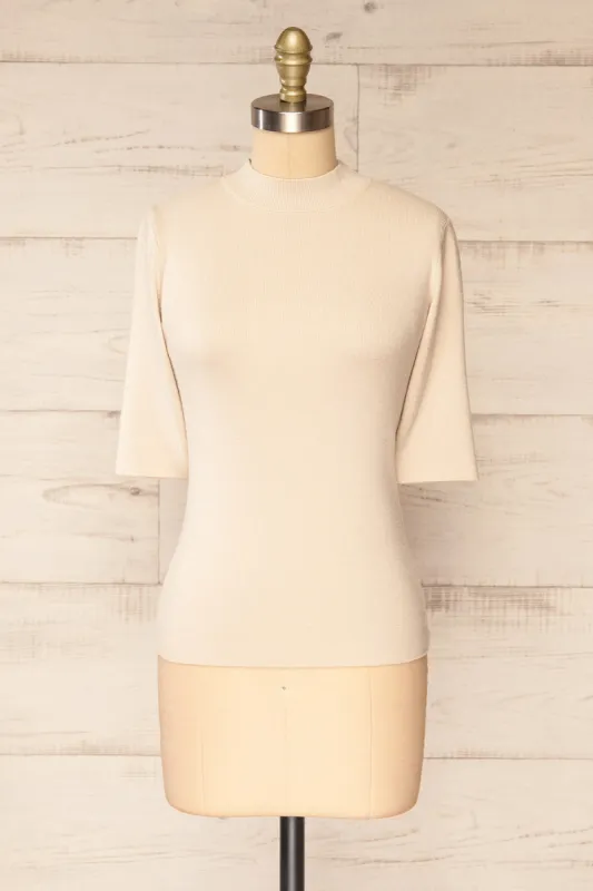 Palermo Ivory | Short Sleeve Mock Neck Top sold by Boutique 1861